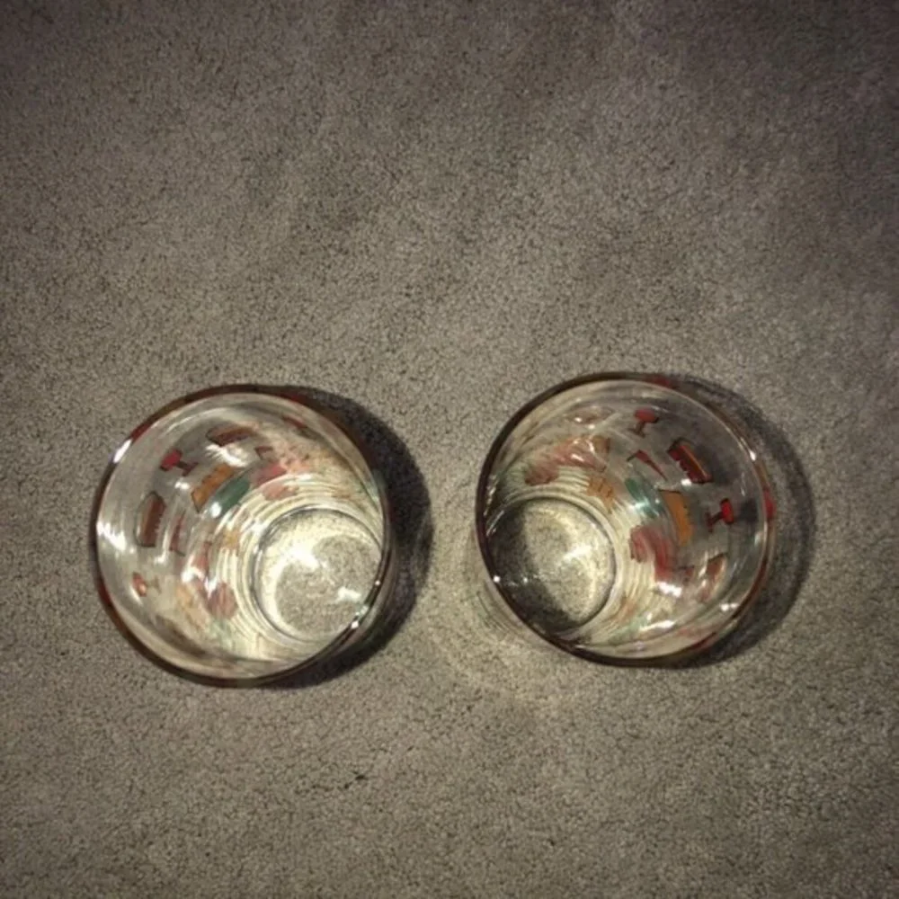 Vintage‎ Sandcastle Bucket Bird Fish HIGHBALL GLASSES (2) OCEAN BARWARE